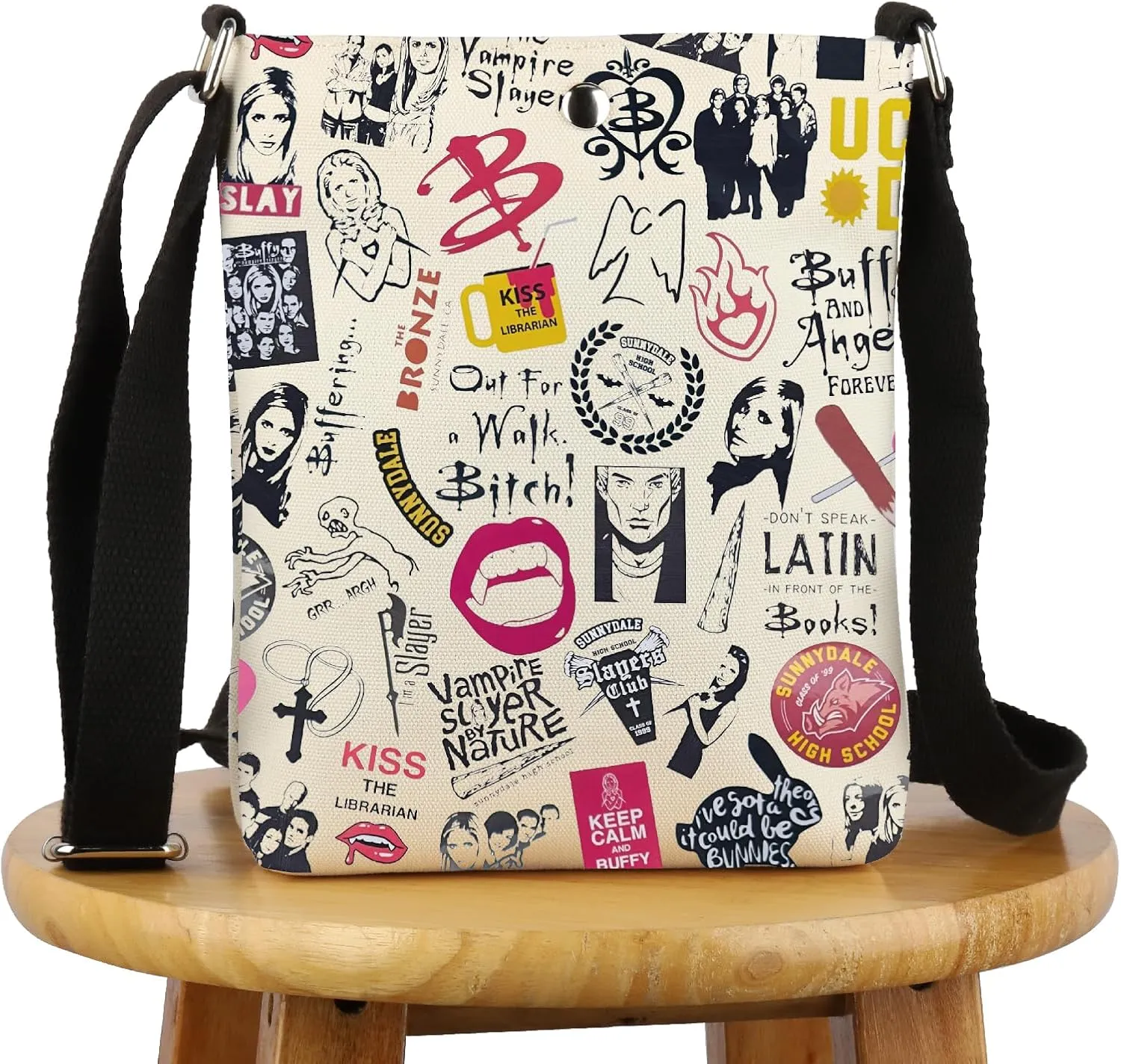 G2TUP Vampire TV Show Inspired Gift BTVS Fan Crossbody Bag Vampire Horror Fandom Travel Bag Cosplay Merch
