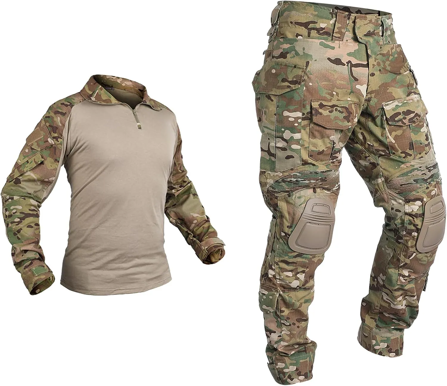 G3 Combat Uniform Tactical Camo Clothing with Knee Pad & Elbow Pads Military BDU Pants and Shirts Set