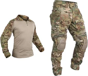 G3 Combat Uniform Tactical Camo Clothing with Knee Pad & Elbow Pads Military BDU Pants and Shirts Set