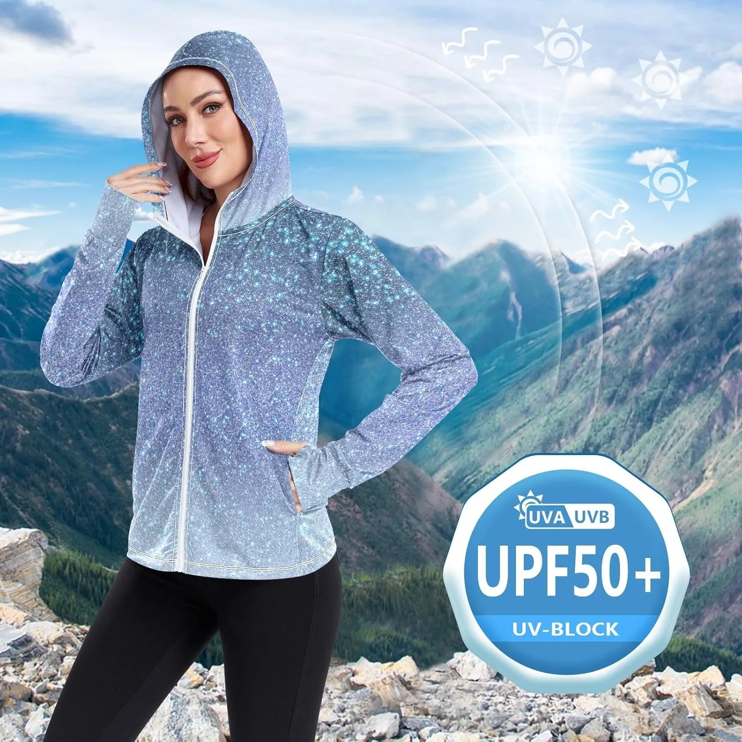 GAIGEO Black Green Women Jacket UPF 50  Womens Sun Protection Clothing, Cooling and Lightweight, S