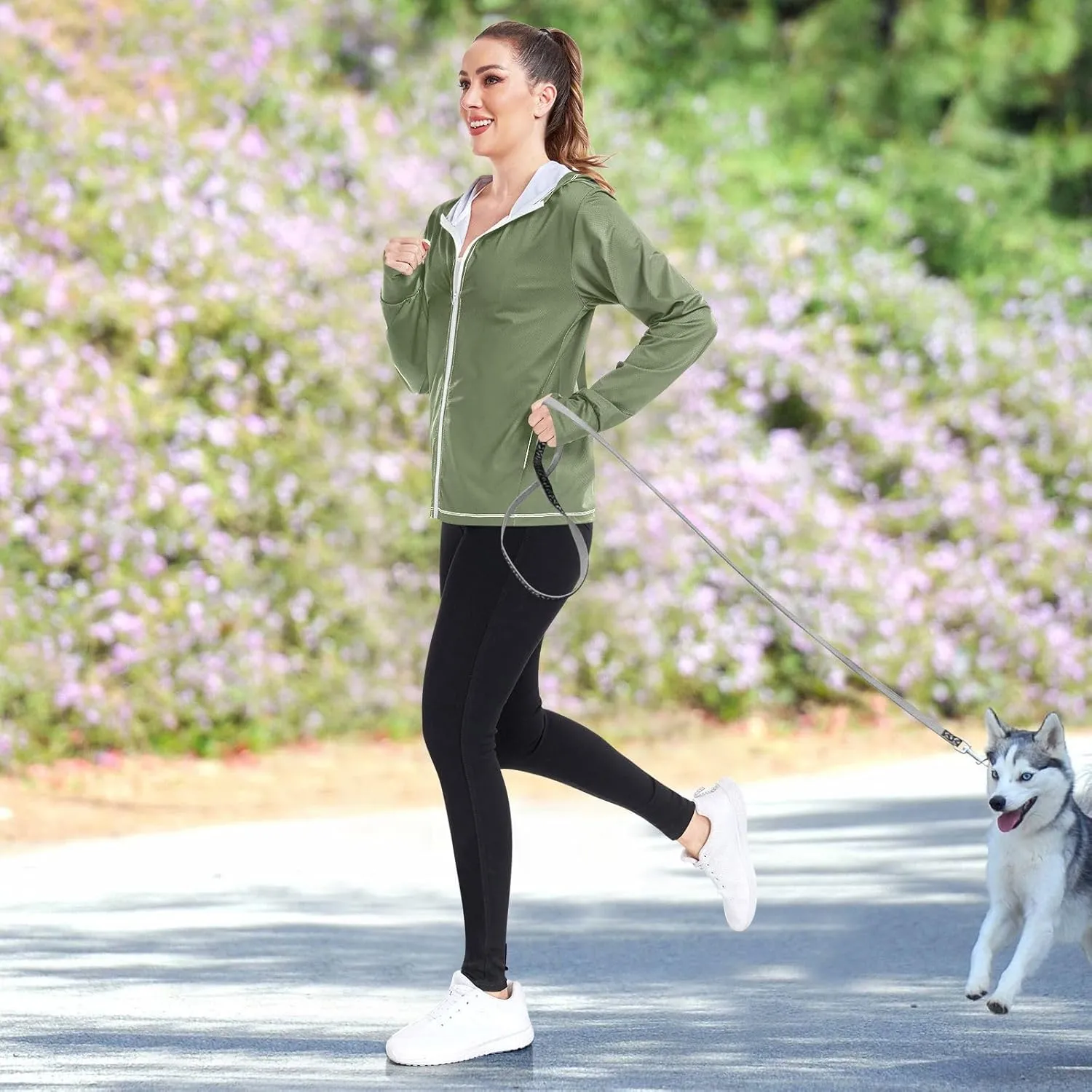 GAIGEO Black Green Women Jacket UPF 50  Womens Sun Protection Clothing, Cooling and Lightweight, S