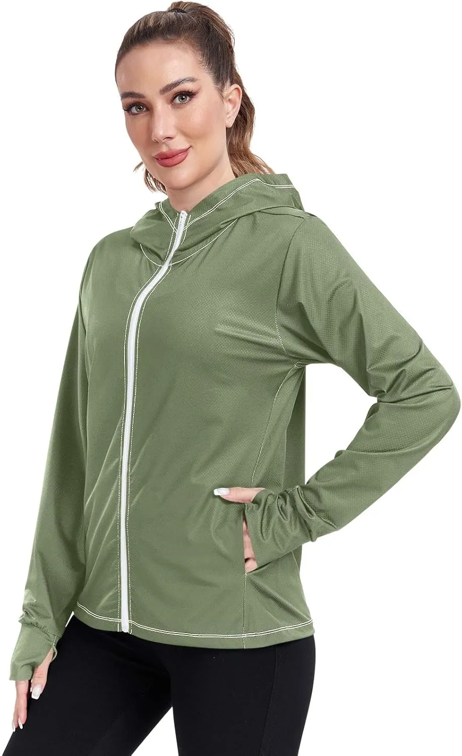 GAIGEO Black Green Women Jacket UPF 50  Womens Sun Protection Clothing, Cooling and Lightweight, S