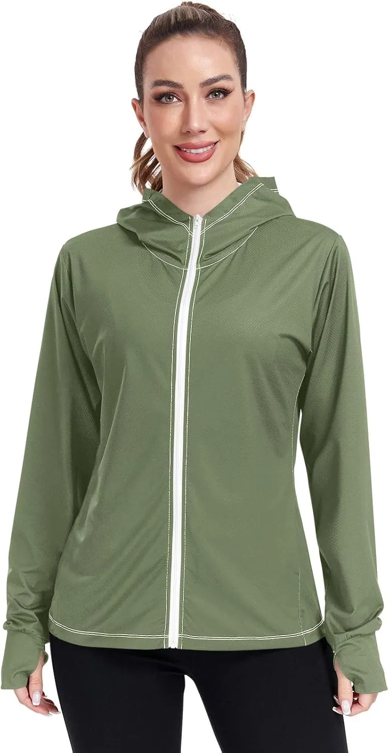 GAIGEO Black Green Women Jacket UPF 50  Womens Sun Protection Clothing, Cooling and Lightweight, S