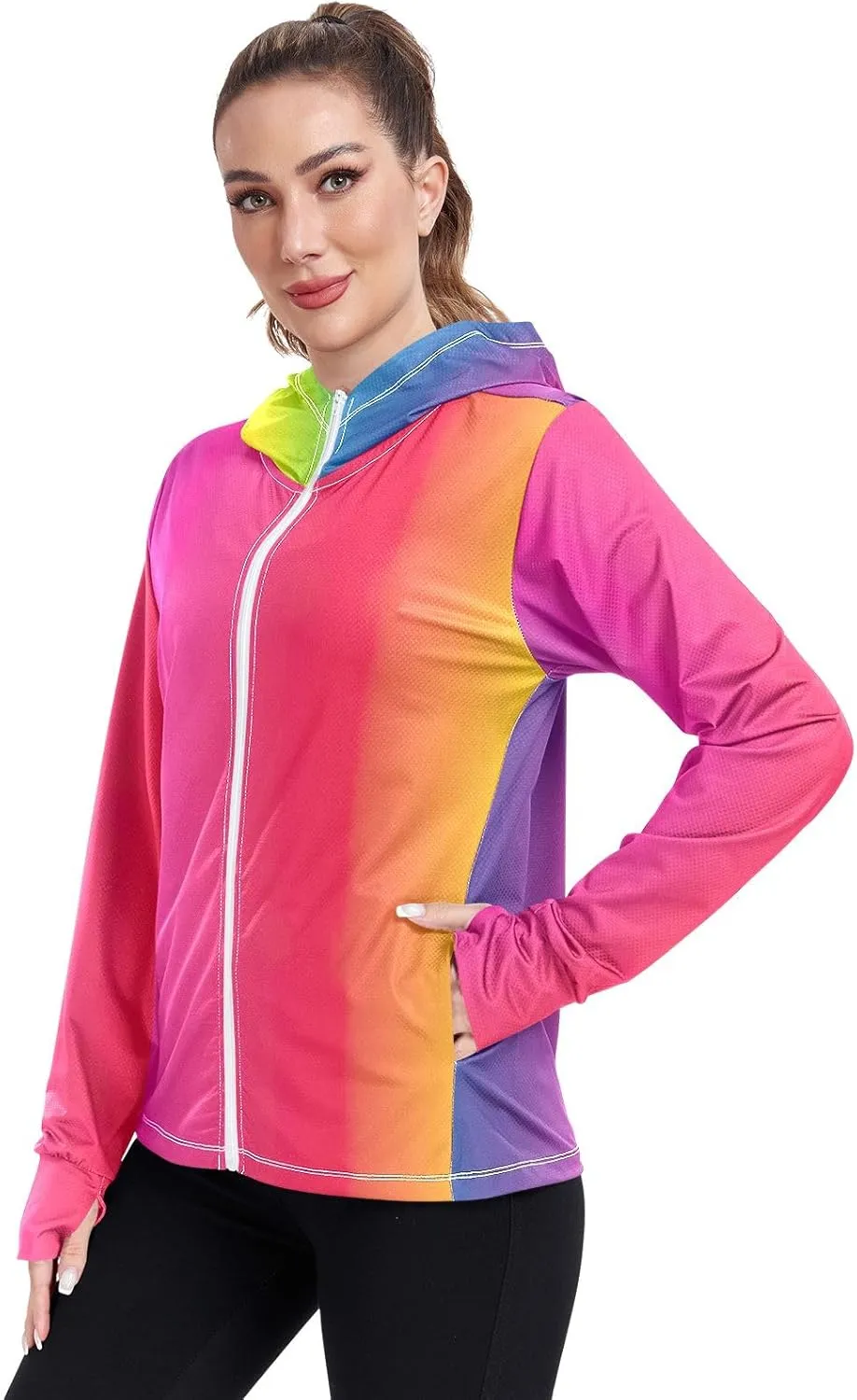 GAIGEO Black Green Women Jacket UPF 50  Womens Sun Protection Clothing, Cooling and Lightweight, S