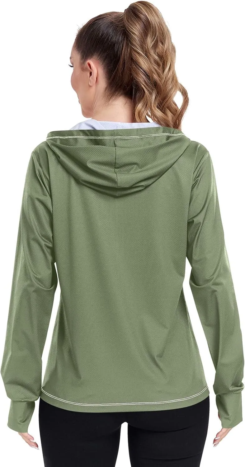 GAIGEO Black Green Women Jacket UPF 50  Womens Sun Protection Clothing, Cooling and Lightweight, S