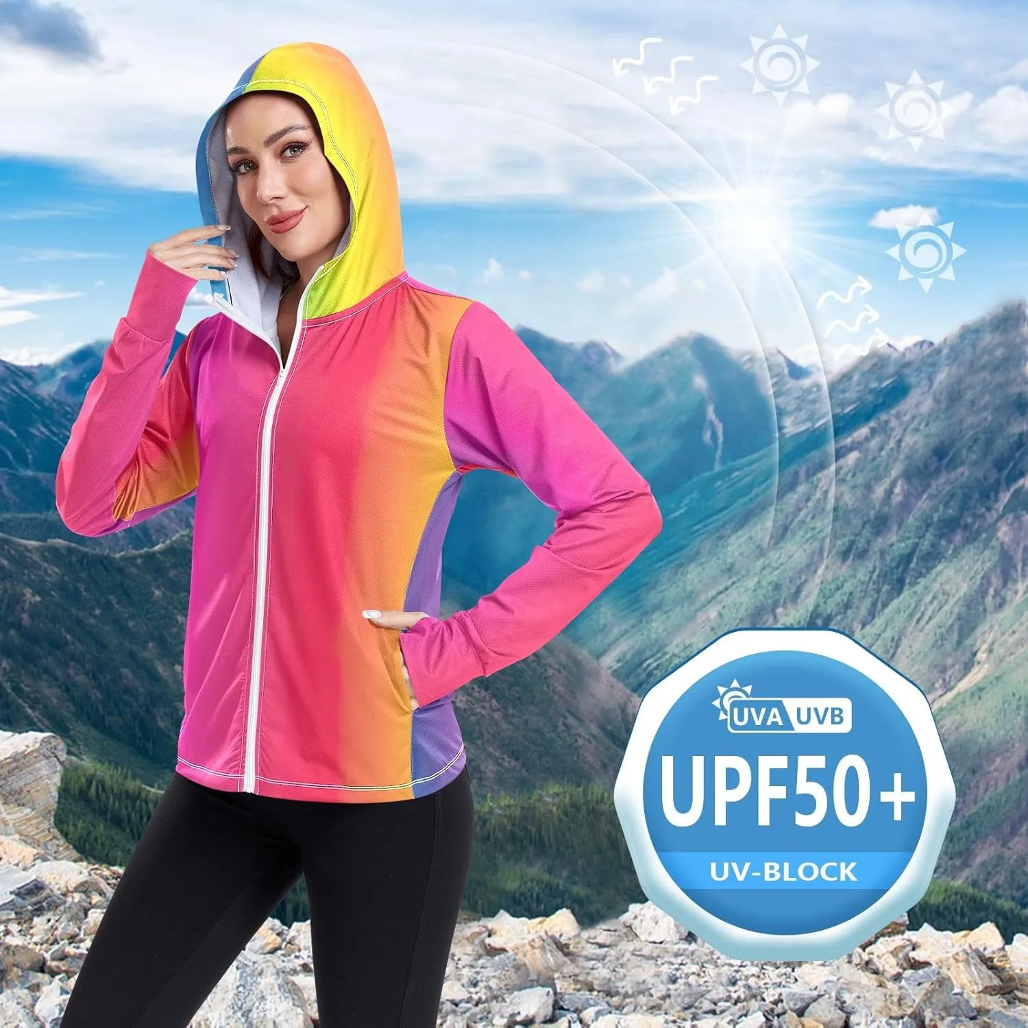 GAIGEO Black Green Women Jacket UPF 50  Womens Sun Protection Clothing, Cooling and Lightweight, S