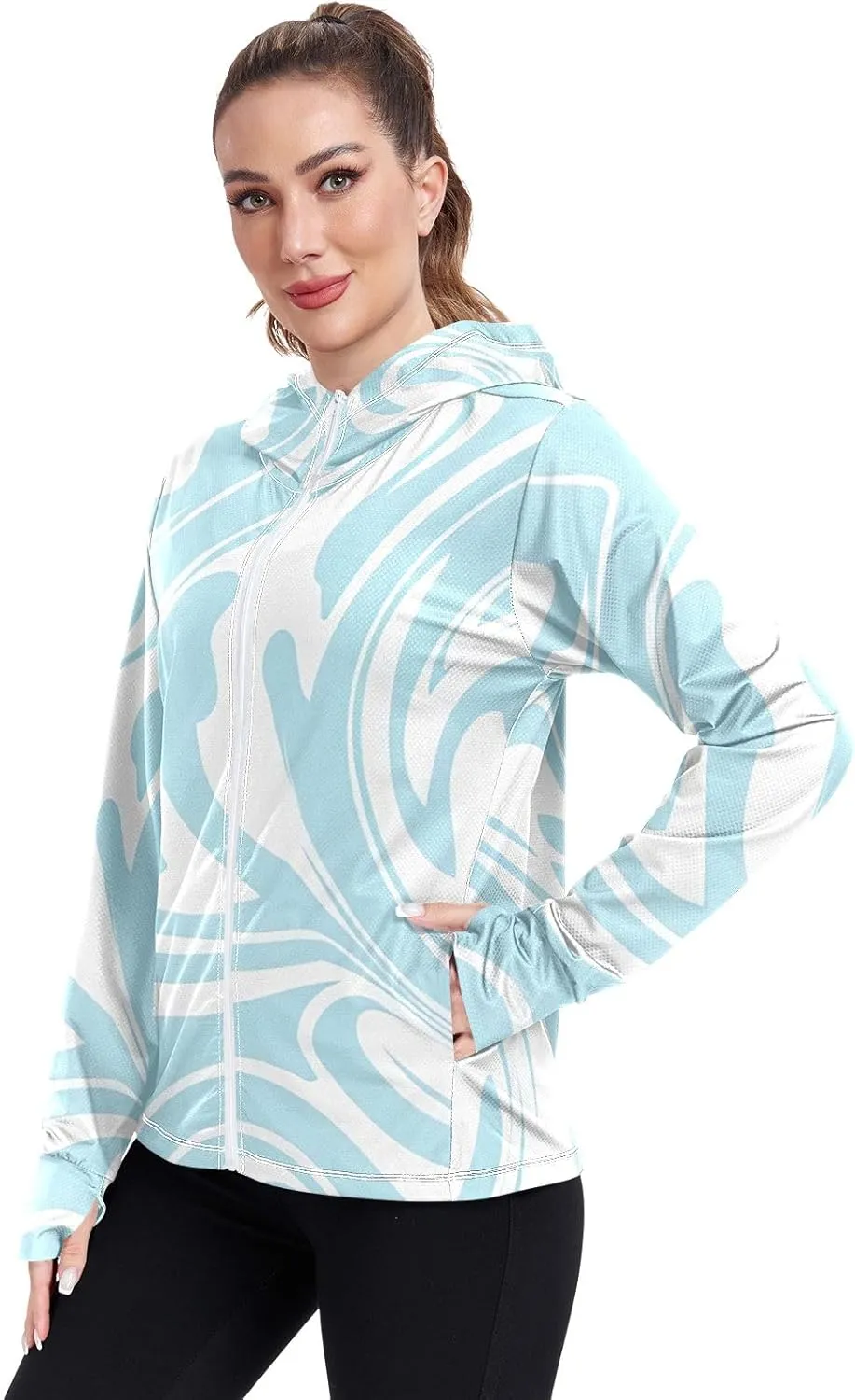 GAIGEO Starfish Blue Green Women Jacket UPF 50  Lightweight Upf Clothing Women, Breathable Fabric, S