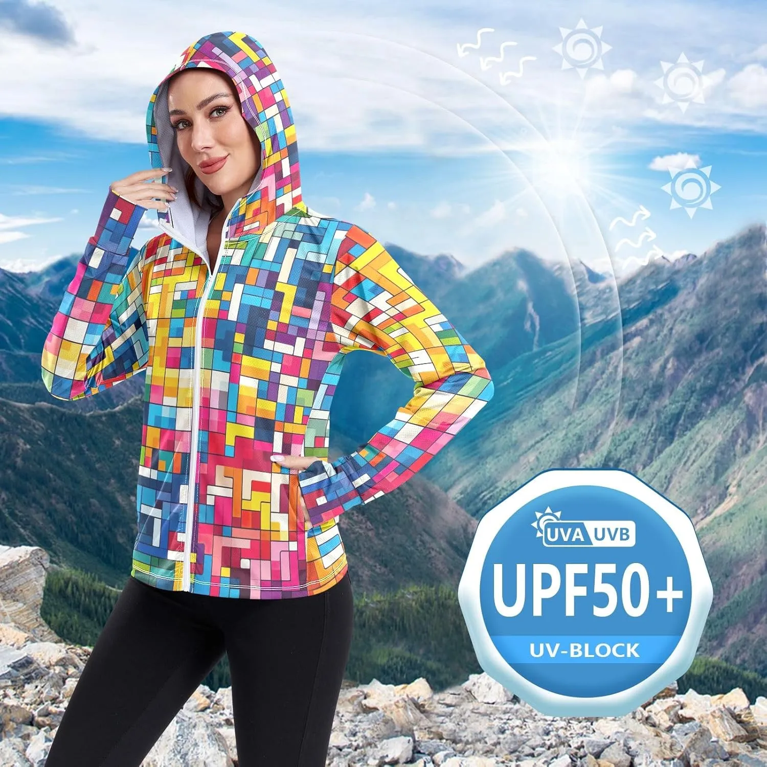 GAIGEO Vintage Tropical Leaves Women Jacket UPF 50  Sun Protection Clothing Women, Cooling and Lightweight, S