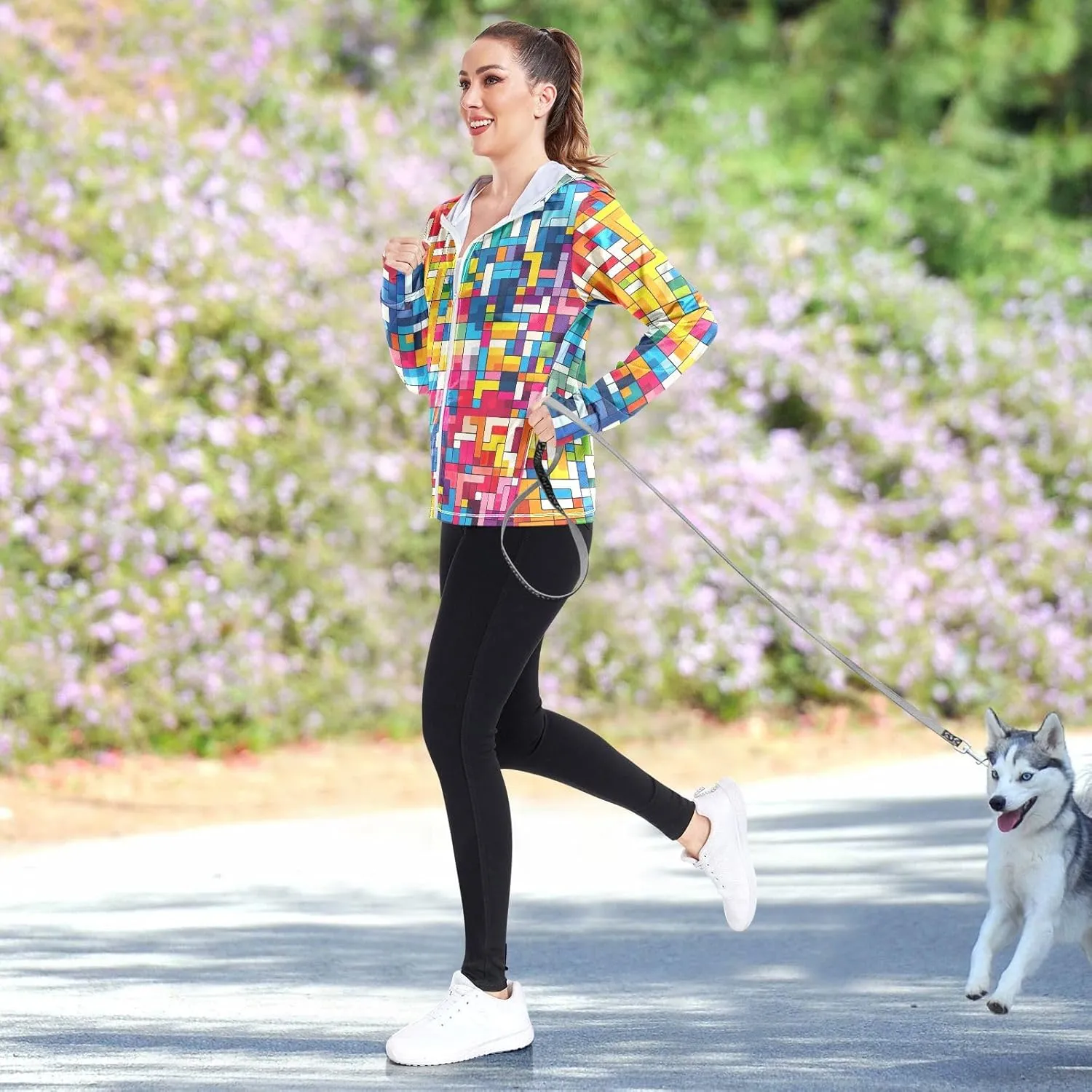GAIGEO Vintage Tropical Leaves Women Jacket UPF 50  Sun Protection Clothing Women, Cooling and Lightweight, S