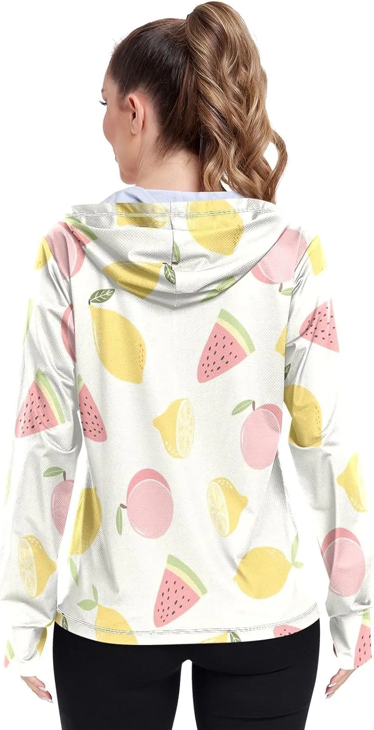GAIGEO Watermelon Orange Pineapple Love Women Jacket Breathable Upf Clothing Women UPF 50 , with Zip Pockets, S