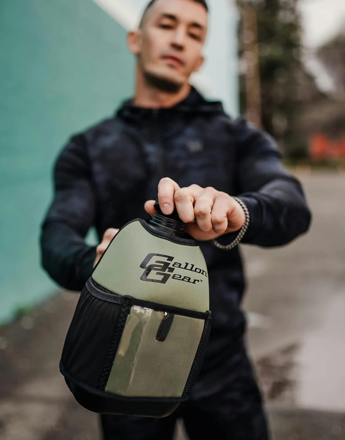 Gallon Gear 1 Gallon Fitness Hydration Cover | Neoprene Insulated Cooling & Portable Gym Water Bottle Carrier | CASE with Storage Pockets