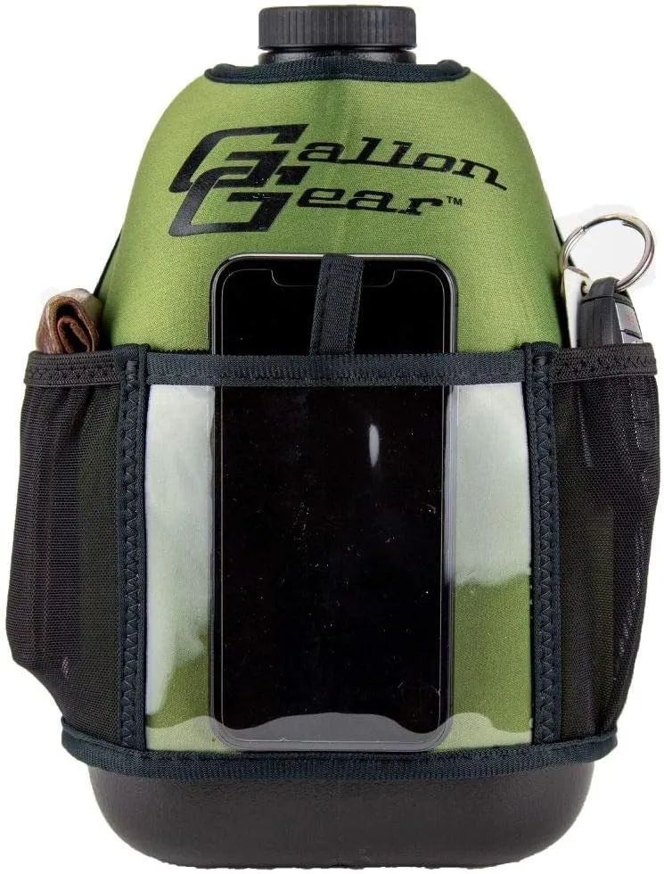 Gallon Gear 1 Gallon Fitness Hydration Cover | Neoprene Insulated Cooling & Portable Gym Water Bottle Carrier | CASE with Storage Pockets