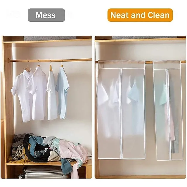 Garment Bags Dust Cover PEVA Clothes Cover Transparent Coat Hanging Clothes Storage Bag Premium Thickened Clothing Organizer Moisture-proof Dust-proof Clothes Cover