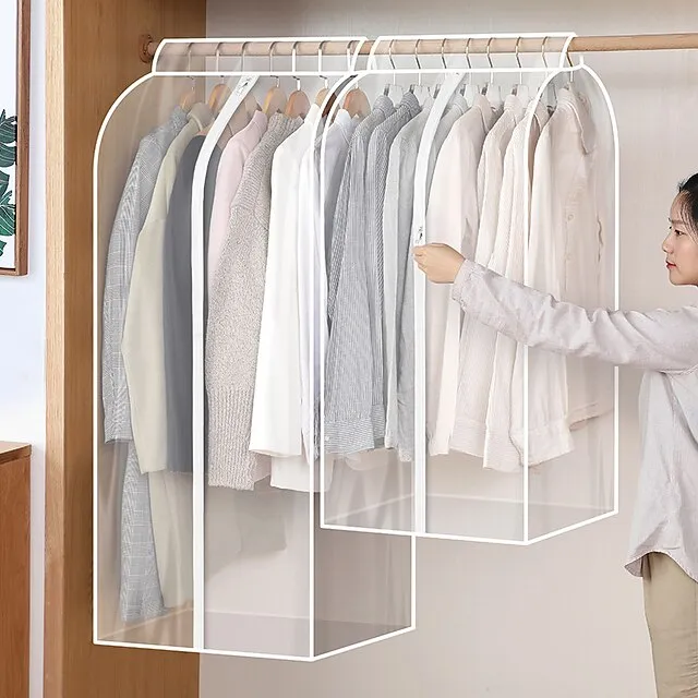 Garment Bags Dust Cover PEVA Clothes Cover Transparent Coat Hanging Clothes Storage Bag Premium Thickened Clothing Organizer Moisture-proof Dust-proof Clothes Cover