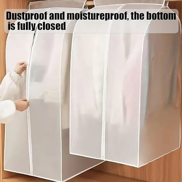 Garment Bags Dust Cover PEVA Clothes Cover Transparent Coat Hanging Clothes Storage Bag Premium Thickened Clothing Organizer Moisture-proof Dust-proof Clothes Cover