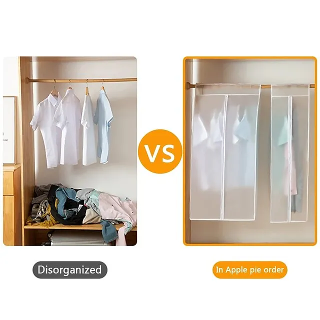 Garment Bags Dust Cover PEVA Clothes Cover Transparent Coat Hanging Clothes Storage Bag Premium Thickened Clothing Organizer Moisture-proof Dust-proof Clothes Cover