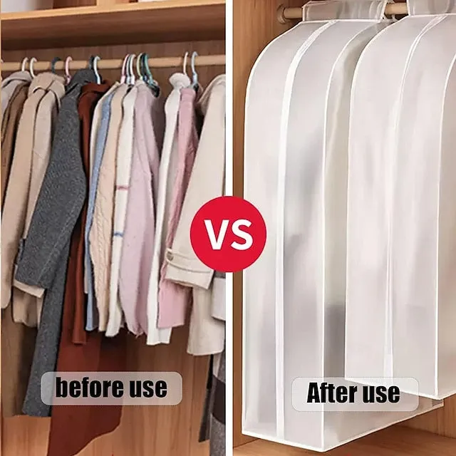 Garment Bags Dust Cover PEVA Clothes Cover Transparent Coat Hanging Clothes Storage Bag Premium Thickened Clothing Organizer Moisture-proof Dust-proof Clothes Cover