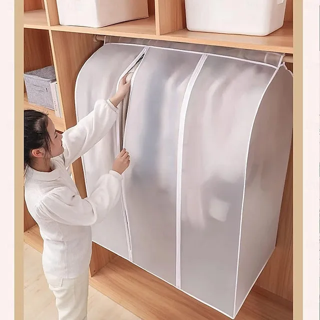 Garment Bags Dust Cover PEVA Clothes Cover Transparent Coat Hanging Clothes Storage Bag Premium Thickened Clothing Organizer Moisture-proof Dust-proof Clothes Cover