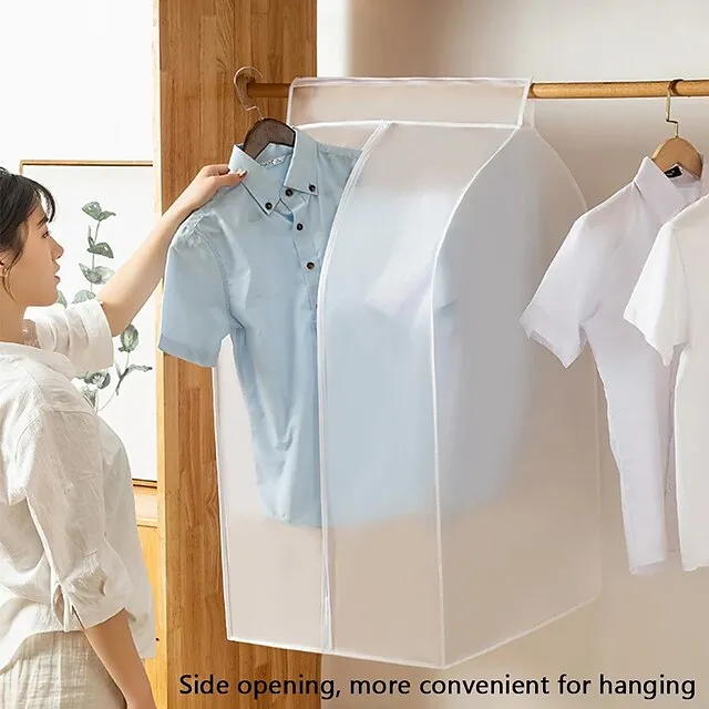 Garment Bags Dust Cover PEVA Clothes Cover Transparent Coat Hanging Clothes Storage Bag Premium Thickened Clothing Organizer Moisture-proof Dust-proof Clothes Cover