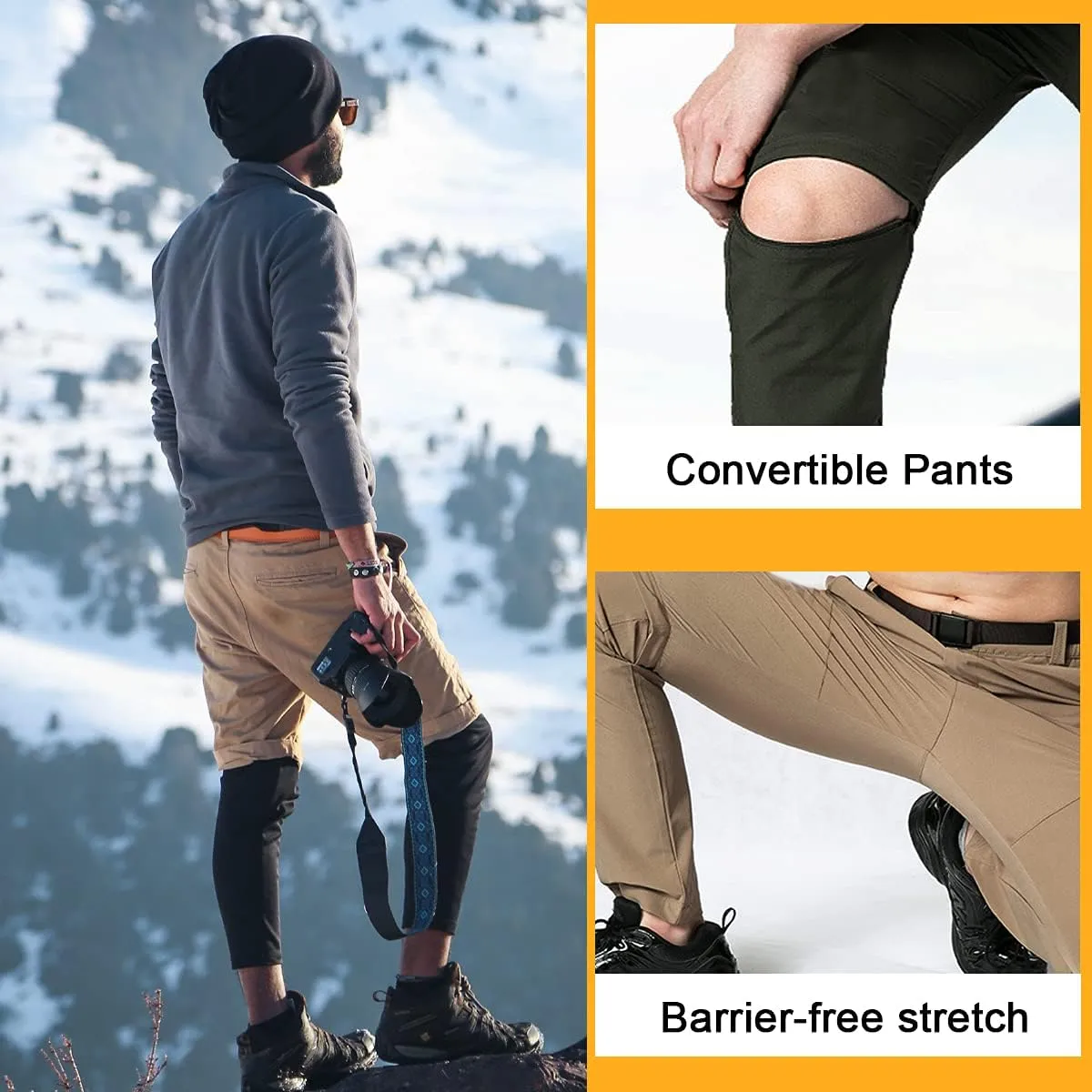 Gash Hao Mens Hiking Convertible Pants Outdoor Waterproof Quick Dry Zip Off Lightweight Fishing Pants
