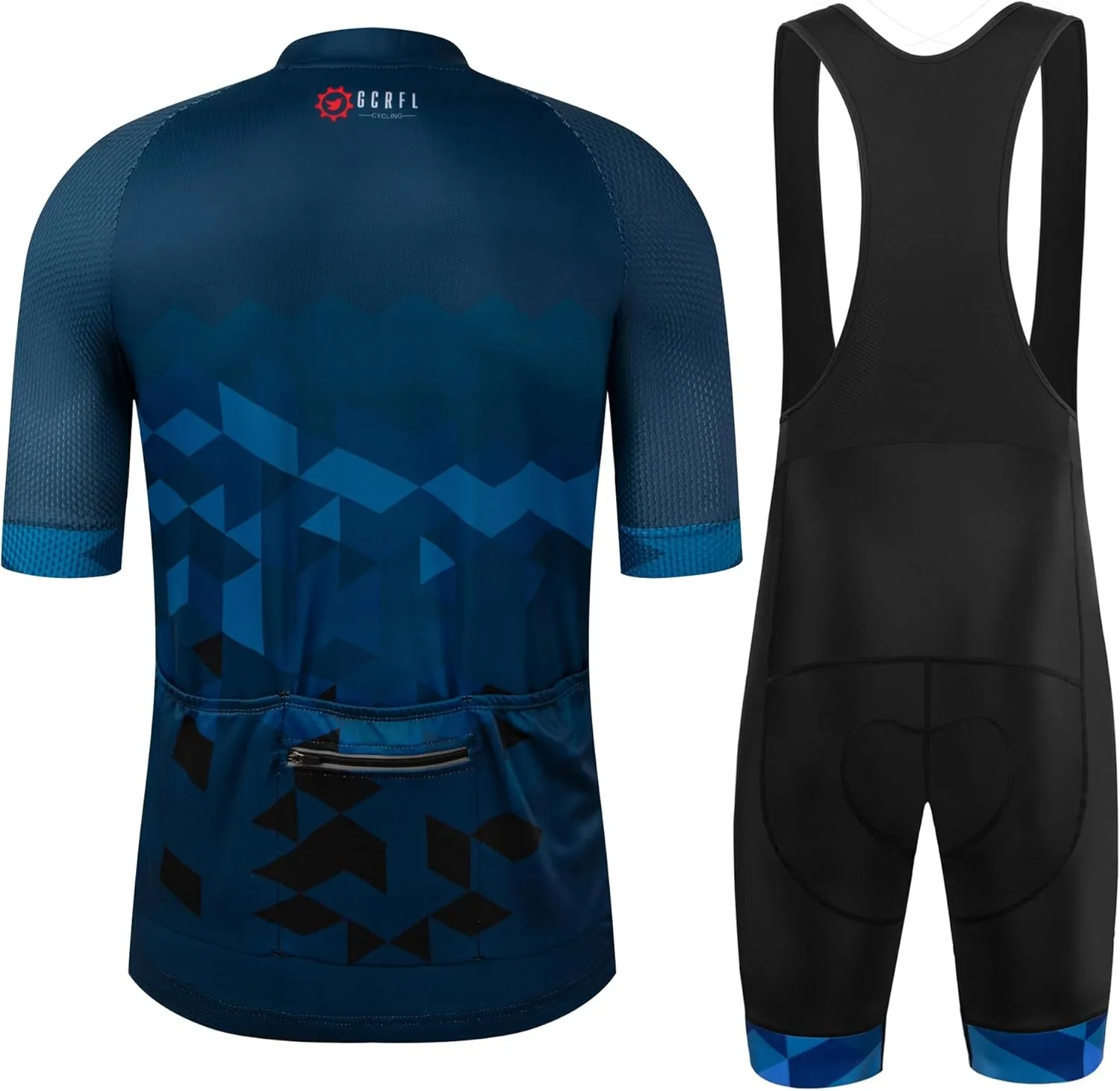 GCRFL Men's Cycling Jersey Set Road Bike Shorts Sleeves Jersey Zipper Pokcet Bib Shorts with Padded, Cycling Clothing kit Men