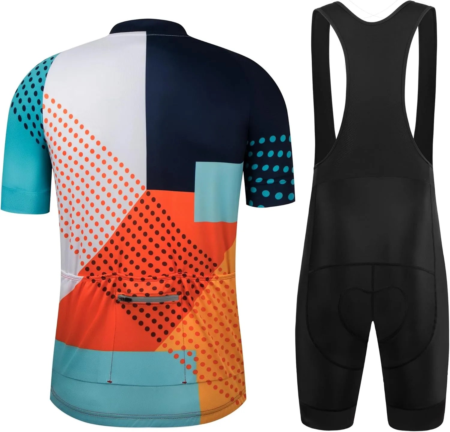 GCRFL Men's Cycling Jersey Set Road Bike Shorts Sleeves Jersey Zipper Pokcet Bib Shorts with Padded, Cycling Clothing kit Men