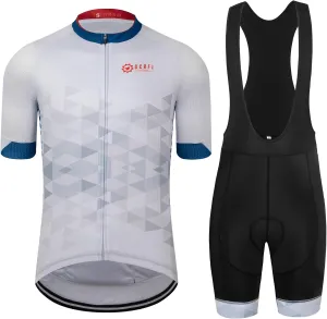 GCRFL Men's Cycling Jersey Set Road Bike Shorts Sleeves Jersey Zipper Pokcet Bib Shorts with Padded, Cycling Clothing kit Men