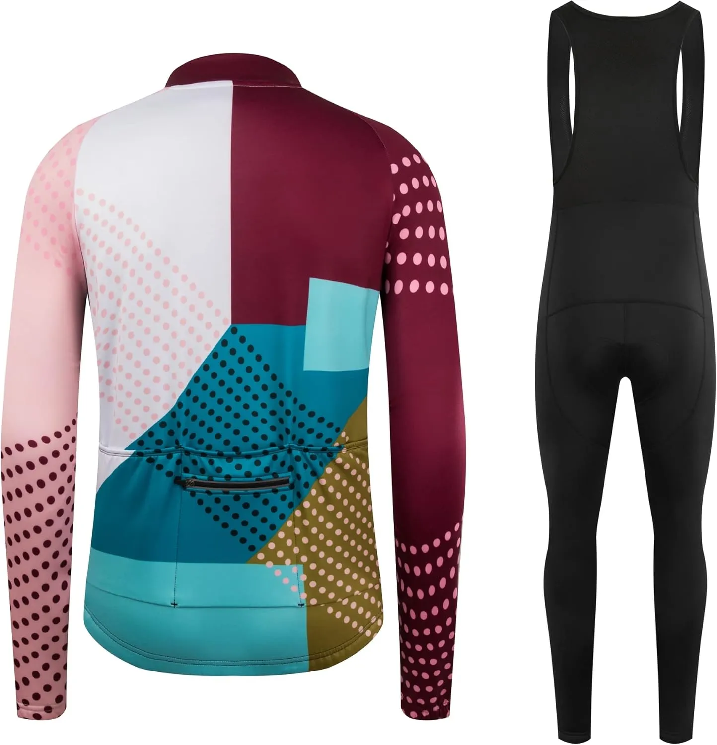 GCRFL Winter Cycling Jersey Sets Thermal Fleece Bike Jersey   Bib Pants, Long Sleeve Cycling Clothing Sets for Man