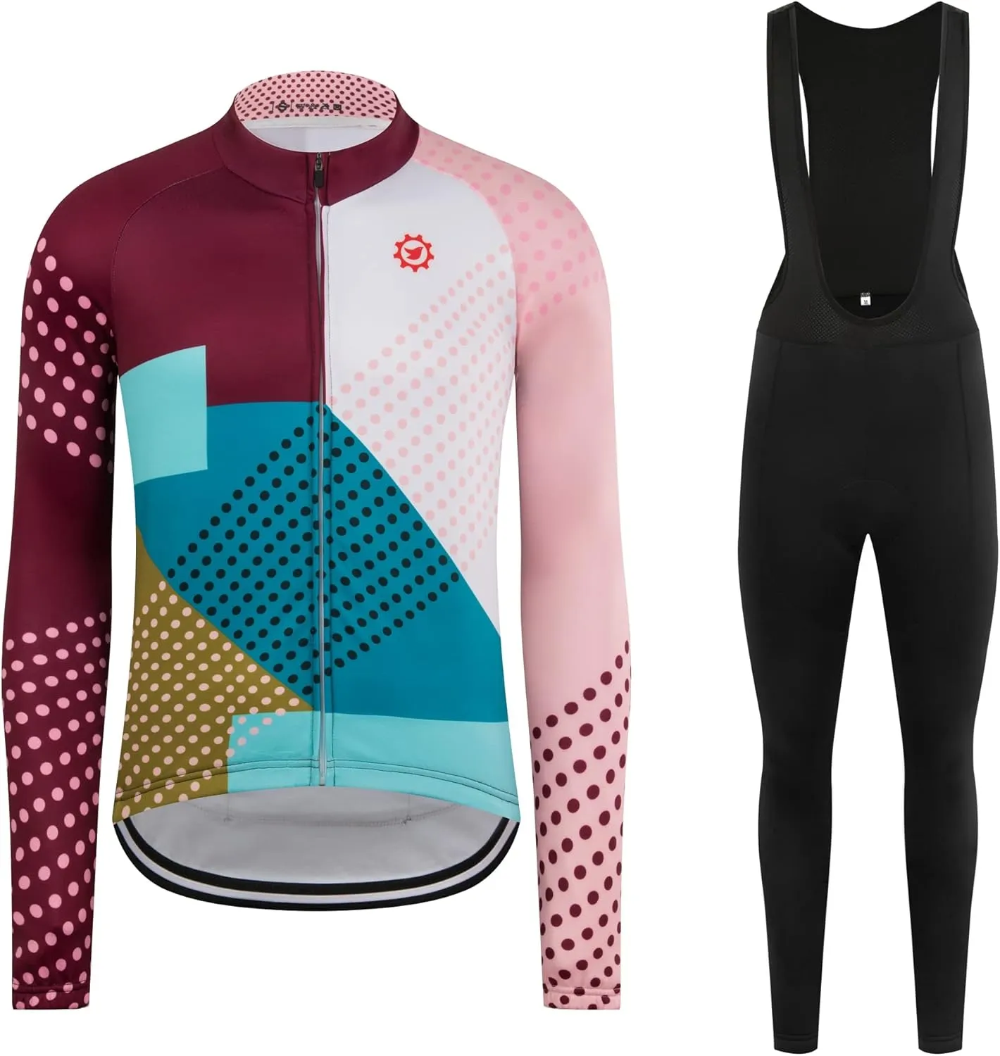 GCRFL Winter Cycling Jersey Sets Thermal Fleece Bike Jersey   Bib Pants, Long Sleeve Cycling Clothing Sets for Man