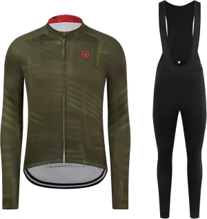 GCRFL Winter Cycling Jersey Sets Thermal Fleece Bike Jersey   Bib Pants, Long Sleeve Cycling Clothing Sets for Man