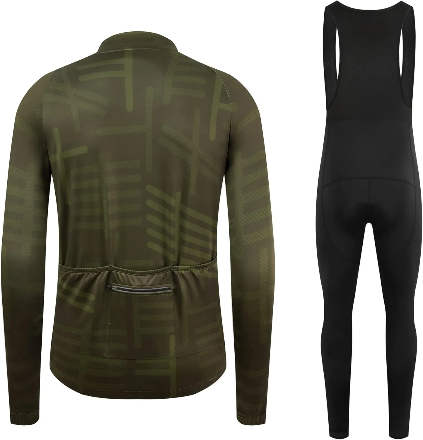 GCRFL Winter Cycling Jersey Sets Thermal Fleece Bike Jersey   Bib Pants, Long Sleeve Cycling Clothing Sets for Man