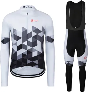 GCRFL Winter Cycling Jersey Sets Thermal Fleece Bike Jersey   Bib Pants, Long Sleeve Cycling Clothing Sets for Man