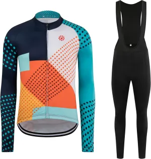 GCRFL Winter Cycling Jersey Sets Thermal Fleece Bike Jersey   Bib Pants, Long Sleeve Cycling Clothing Sets for Man