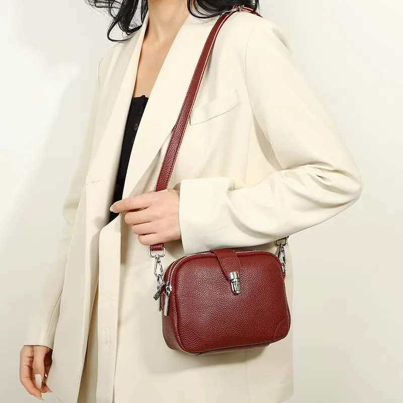 Genuine Leather Crossbody Bag for Women Little Shoulder Bag Purse with Adjustable Strap