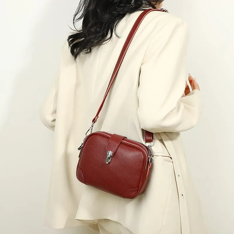 Genuine Leather Crossbody Bag for Women Little Shoulder Bag Purse with Adjustable Strap
