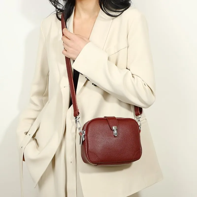 Genuine Leather Crossbody Bag for Women Little Shoulder Bag Purse with Adjustable Strap