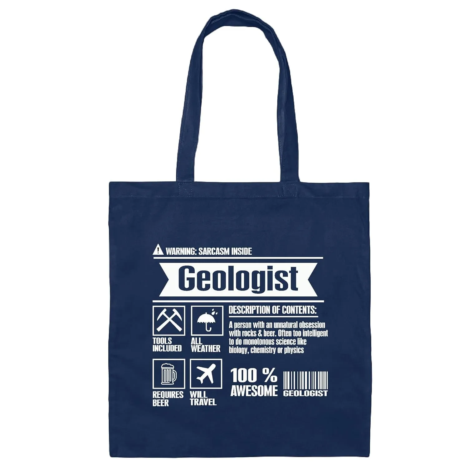 Geology Student Funny Gift Design Navy Black Multicolor Canvas Tote Bag