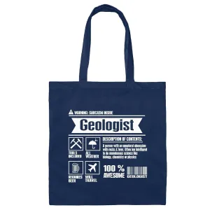 Geology Student Funny Gift Design Navy Black Multicolor Canvas Tote Bag