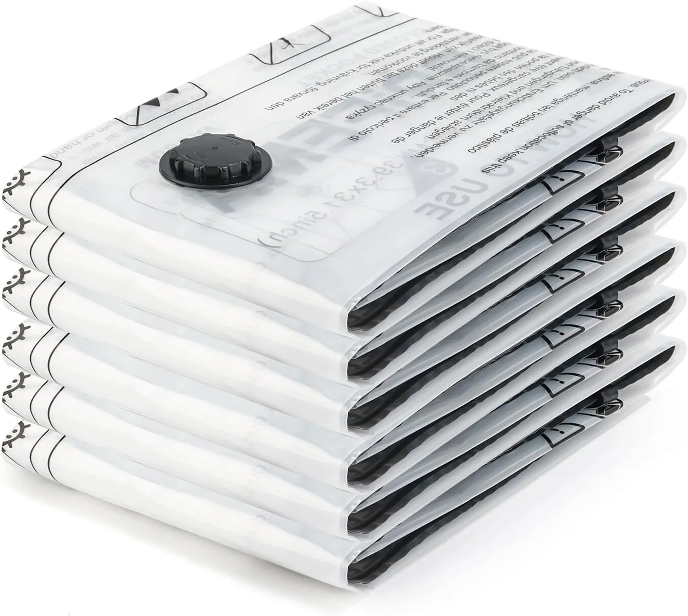 GH83-6, 6 Pack Vacuum Storage Bags 80x60 cm - Reusable Space Saver Bags for Blankets, Duvets, Clothes, Seasonal Clothing & Travel Luggage Storage
