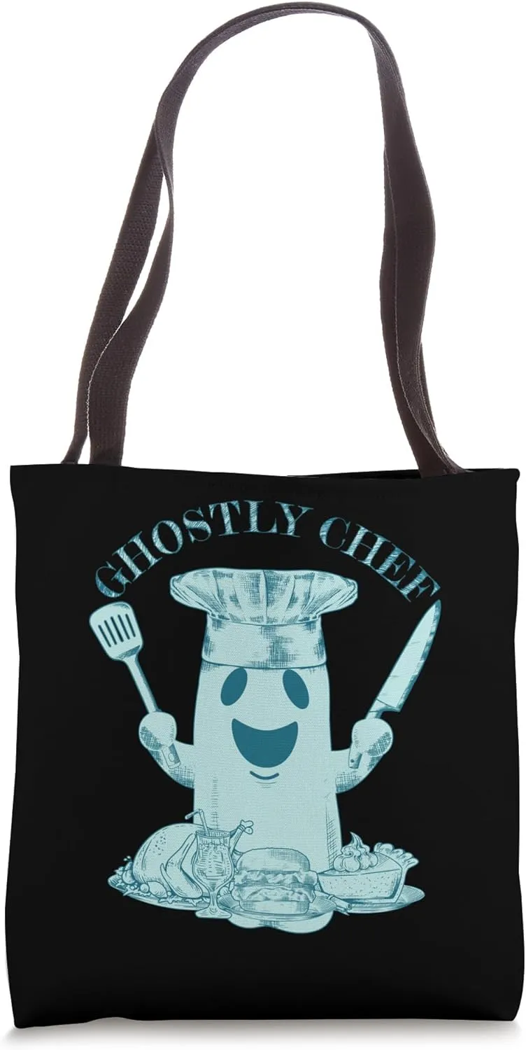 Ghostly Chef Funny Halloween Cooks Culinary Student Chef Tote Bag