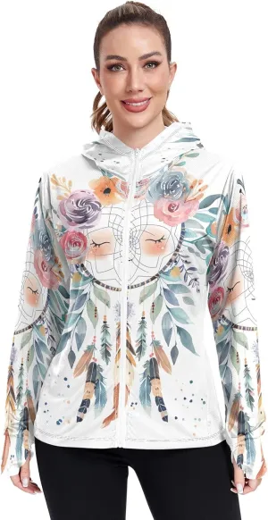 Glowing Butterflies Purple Womens Uv Protection Clothing, Upf 50  Athletic Zip up Hoodie
