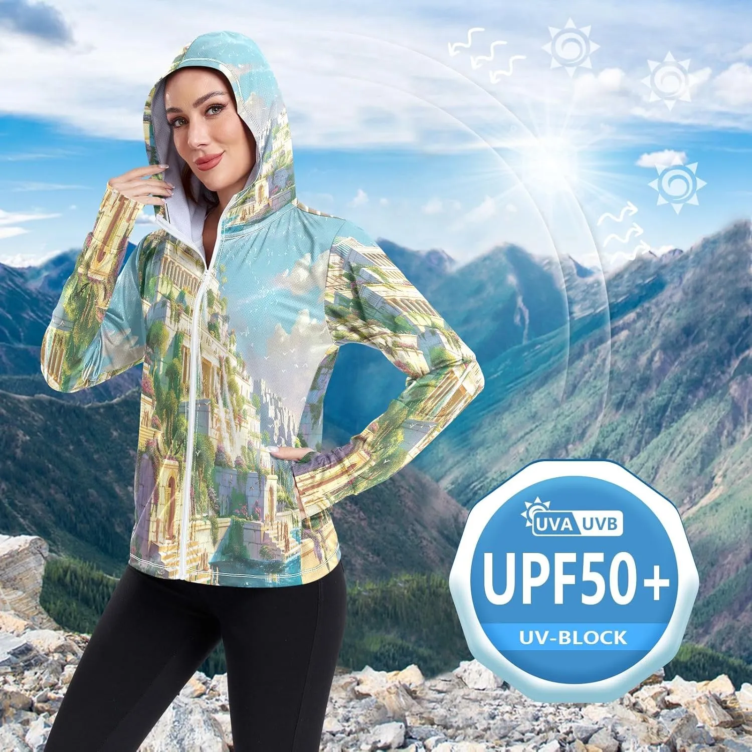 Glowing Butterflies Purple Womens Uv Protection Clothing, Upf 50  Athletic Zip up Hoodie