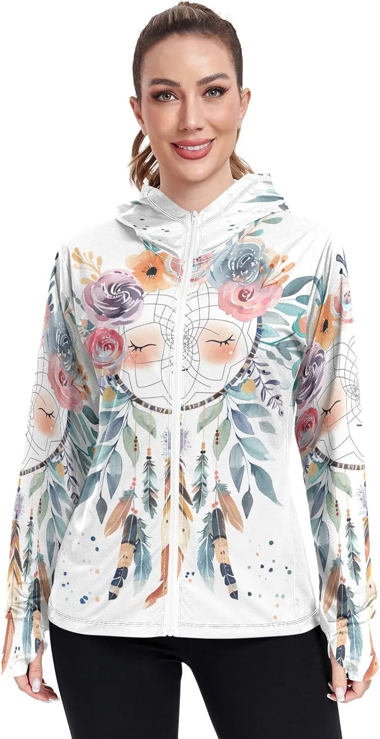 Glowing Butterflies Purple Womens Uv Protection Clothing, Upf 50  Athletic Zip up Hoodie
