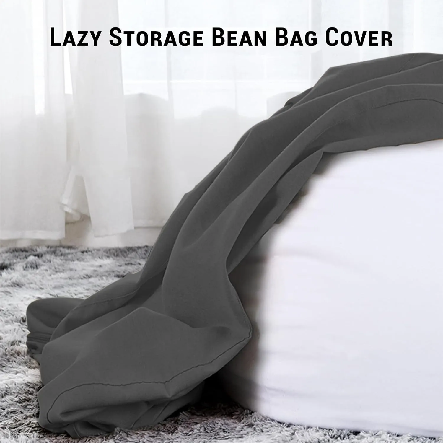 Gogreen Stuffed Animal Storage Bean Bag Chair Cover (39"x29"x25", No Filler) for Kids and Adults Lazy Beds Soft Premium Corduroy Bean Bag for Organizing Children Plush Toys (Gray)