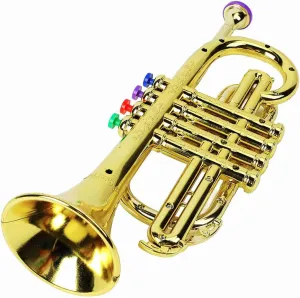 Gold Mini Trumpet with 4 Color-Coded Keys Engaging Musical Instrument for Young Learners