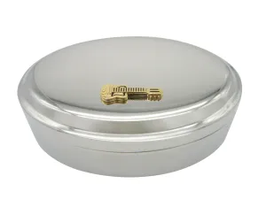 Gold Toned Guitar Musical Instrument Pendant Oval Trinket Jewelry Box