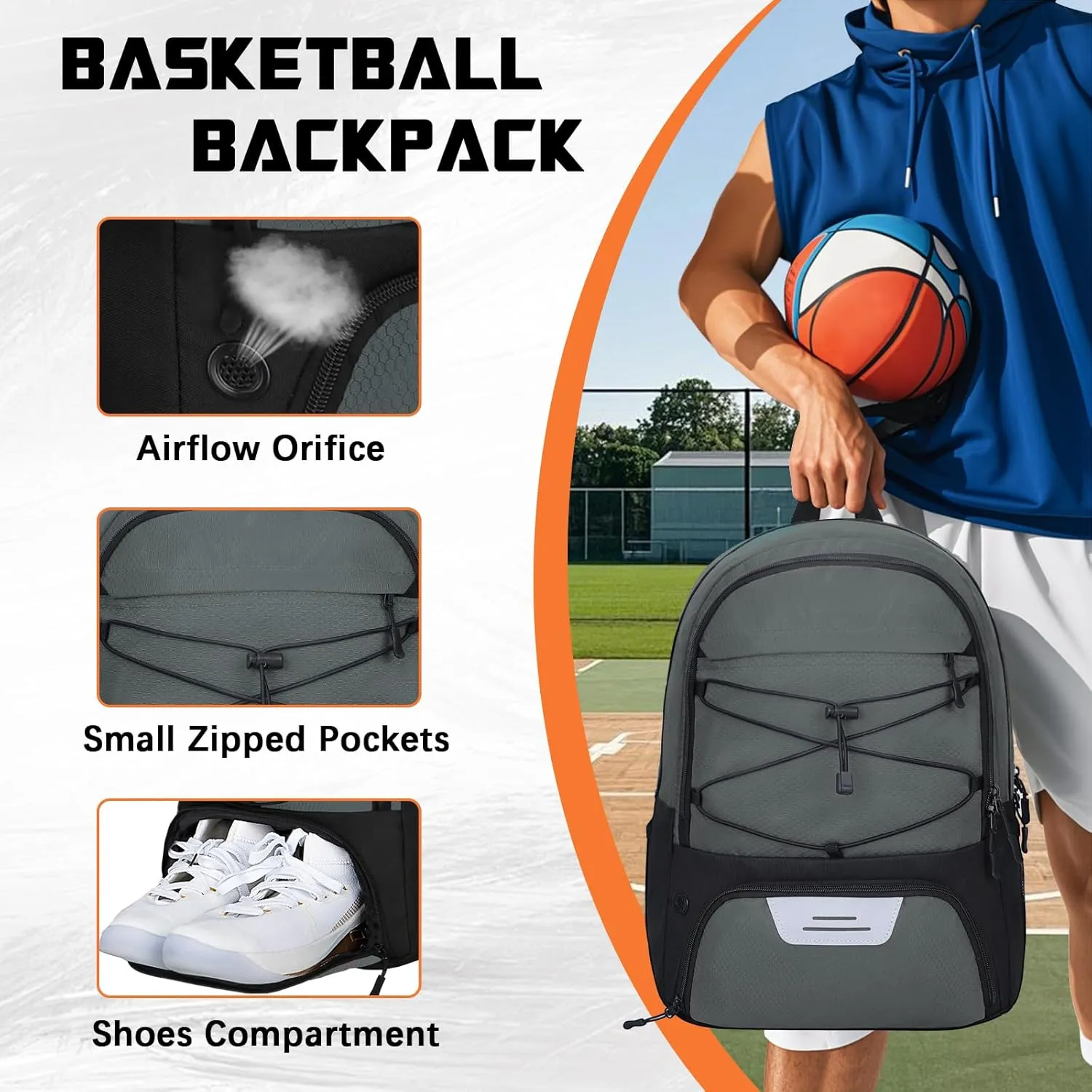 Goloni Soccer Backpack,Soccer Bag with Ball Holder & Shoe Compartment,Large Sports Bag for Basketball, Volleyball,Football