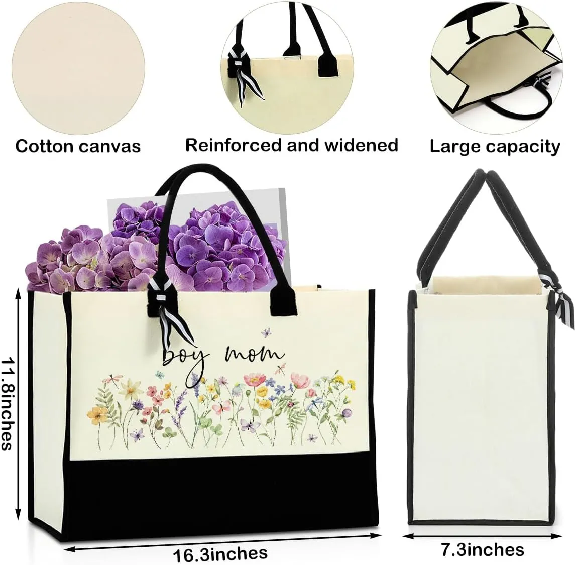 Grandma Mimi Gigi Granny Nana Memaw Mama Mum Abuela Yaya Oma Nanny Aunt Mom Flower Tote Bag for Women