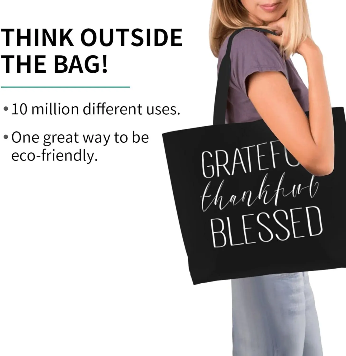 Grateful Thankful Blessed Women'S Lightweight Canvas Handbag Reusable Shopping Bag