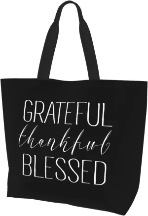 Grateful Thankful Blessed Women'S Lightweight Canvas Handbag Reusable Shopping Bag